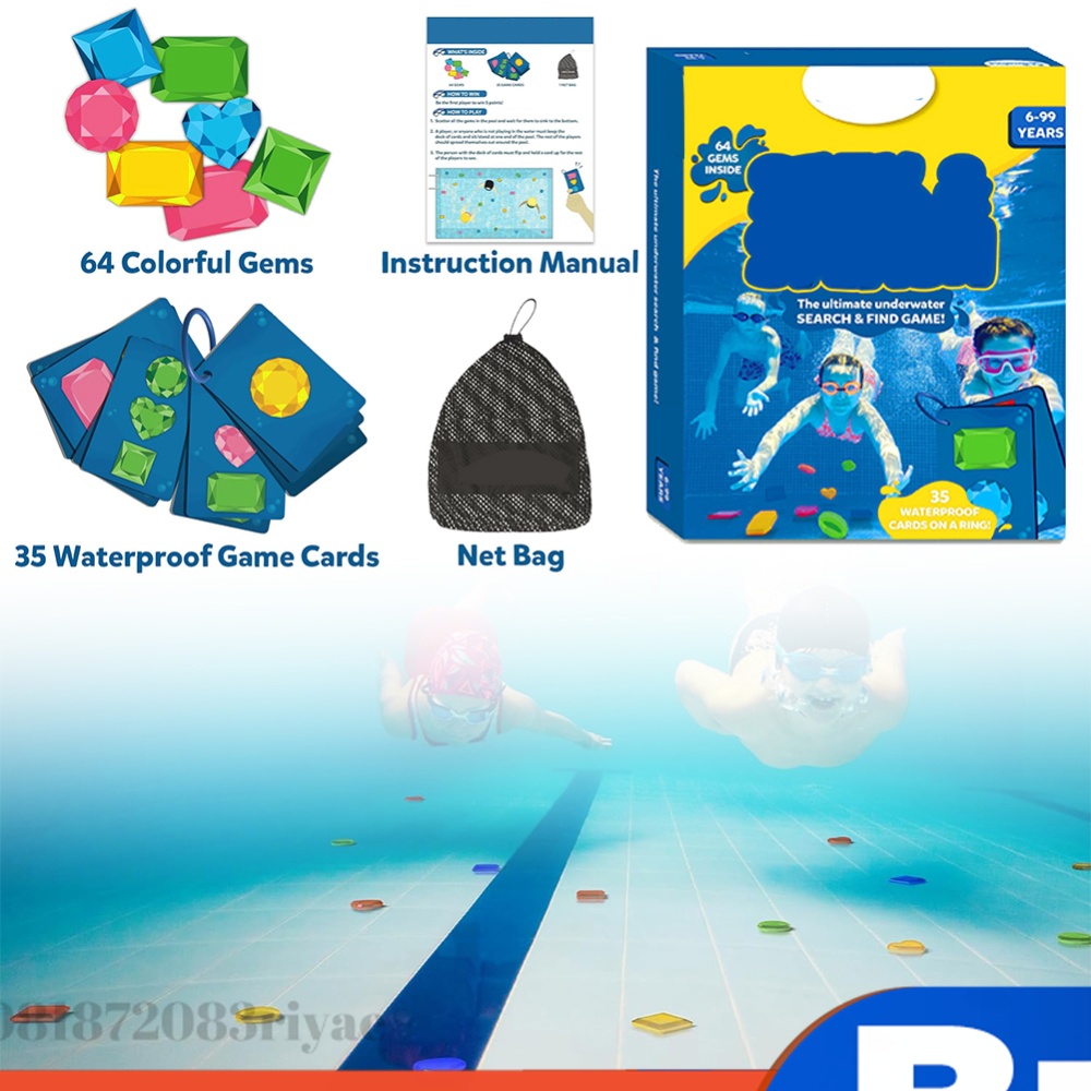 Kids Outdoor Learning Activities - ของเล่นสระว่ายน้ำ Skillmatics และเกมดำน้ำใต้น้ำ 64 ชิ้น พร้อมอัญมณีหลากสี