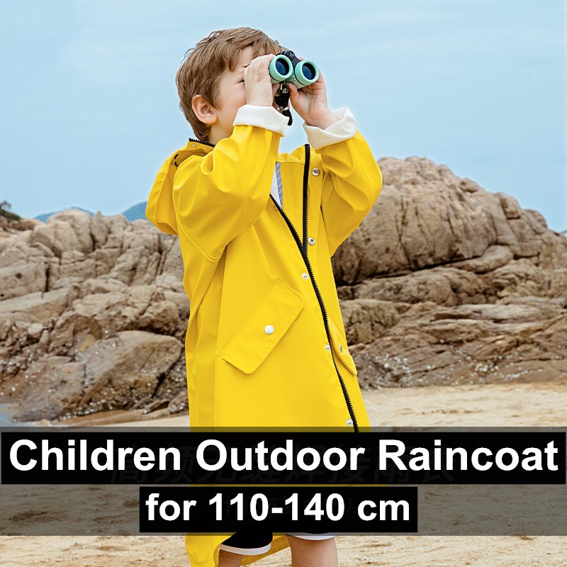 Kids Outdoor Jumpsuit - 100-140ซม.เด็กเสื้อกันฝนเด็กหญิงเด็กชายเด็กกันน้ำ PU Hooded Jumpsuit เสื้อกันฝน Poncho