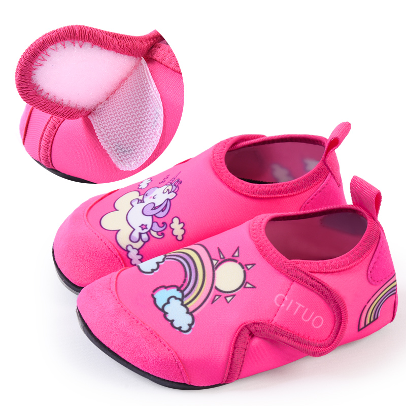 Kids Indoor Outdoor Slippers - เด็กถุงเท้าในร่มรองเท้าเด็กถุงเท้าฤดูใบไม้ผลิฤดูร้อนการ์ตูนยูนิคอร์นเด็กหญิงถุงเท้ายาง Soles รองเท้าแตะเด็ก