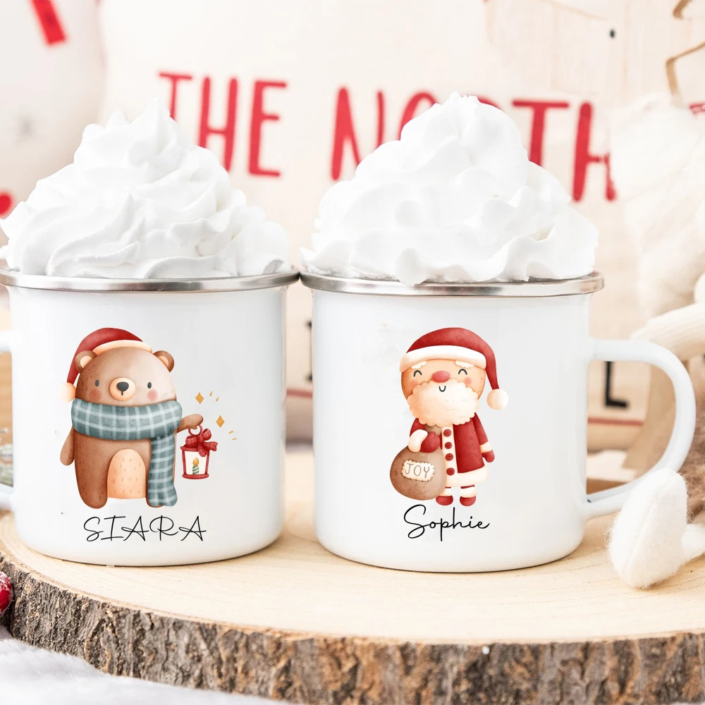 Kids Outdoor Ideas - ส่วนบุคคลคริสต์มาสเด็กช็อกโกแลตร้อนแก้วเด็ก Xmas เคลือบแก้วถุงน่อง Stuffer ของขวัญ Christmas
