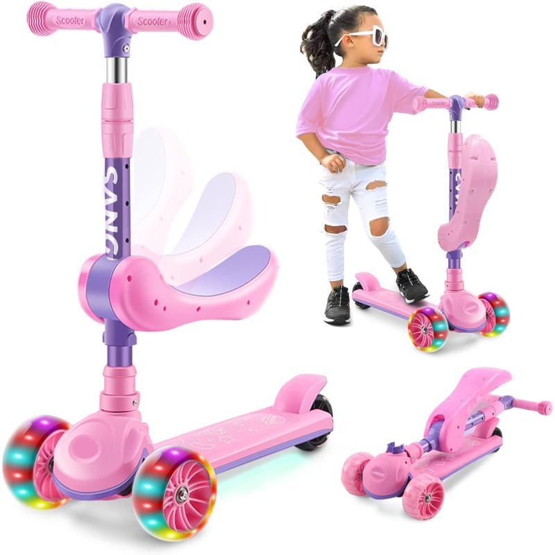Kids Outdoor Entertainment - 2-in-1 เด็ก KICK สกู๊ตเตอร์ LED Lighted