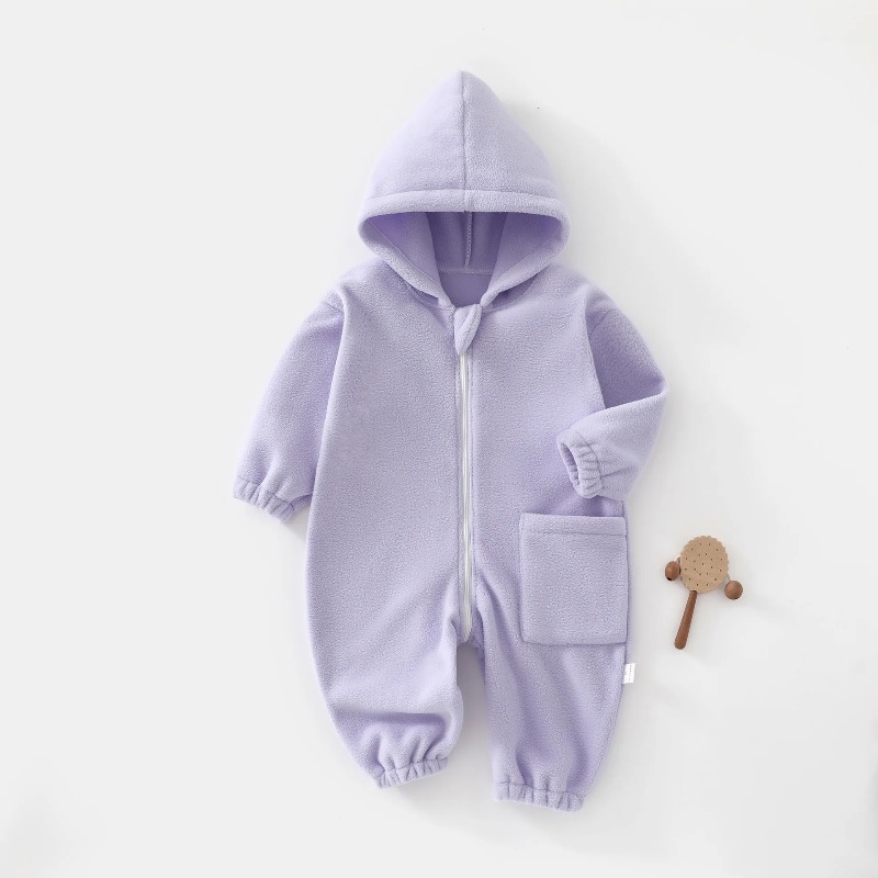 Kids Outdoor Jumpsuit - ZOETOPKID ชุดจั๊มสูทเด็กสีพื้นคอลเลคชั่นฤดูใบไม้ร่วงใหม่ ผ้าฝ้ายแท้ หนานุ่ม อุ่นสบาย มีฮู้ด