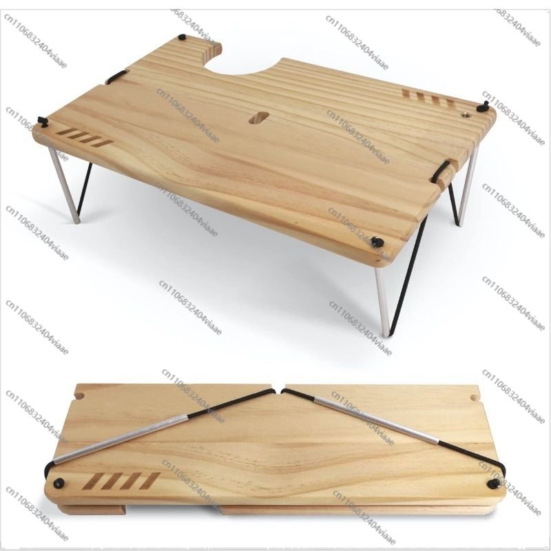 Kids Outdoor Wooden Table - โต๊ะพับขนาดเล็กสำหรับตั้งแคมป์กลางแจ้ง น้ำหนักเบา พกพาสะดวก โต๊ะไม้สำหรับแคมป์ปิ้งคนเดียว