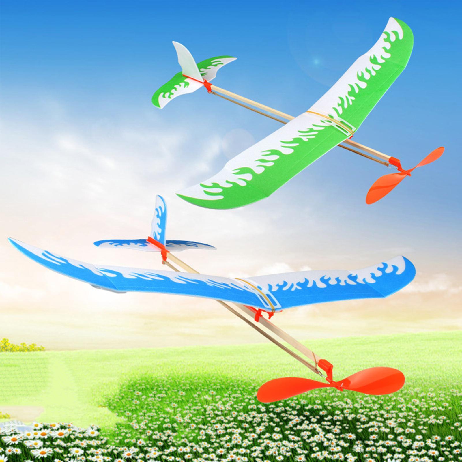 Kids Outdoor Entertainment - เครื่องบินยางรัดแบบใช้พลังงานลม ชุดประกอบเครื่องบินร่อน เกมบิน เล่นสนุกสำหรับเด็ก นักเรียน ผู้ใหญ่