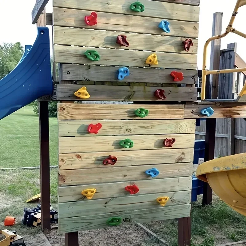 Kids Outdoor Climbing Structure - หินปีนผาสำหรับเด็ก ชุดอุปกรณ์ปีนป่าย DIY สีสันสดใส ทำจากพลาสติก ทนทาน