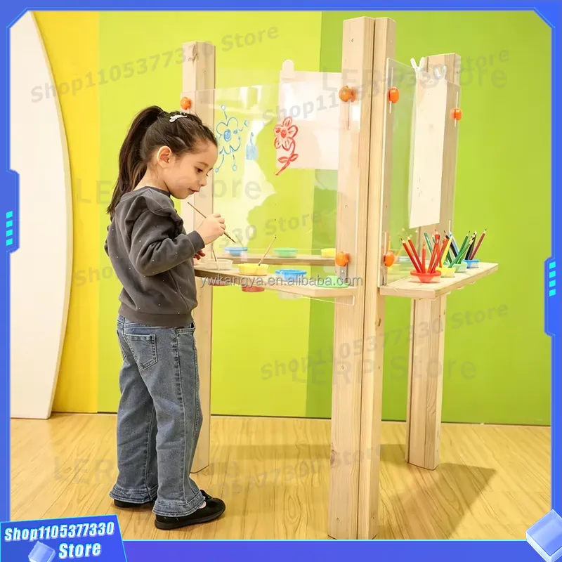 Kids Outdoor Easel - ขาตั้งวาดภาพเด็ก KANGYA SS50 ทำจากไม้ กระดานดำสองด้านสำหรับใช้งานกลางแจ้ง กระดานวาดภาพโปร่งใส