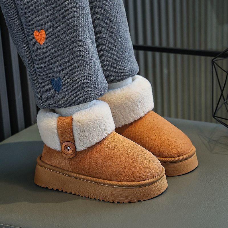 Kids Indoor Outdoor Slippers - รองเท้าแตะเด็กฤดูหนาวแบบหุ้มข้อสูง ปิดด้านหลัง ทำจากผ้าฝ้ายบุขน ไม่ลื่น ใส่ได้ทั้งในบ้านและนอกบ้าน สำหรับเด็กผู้ชาย