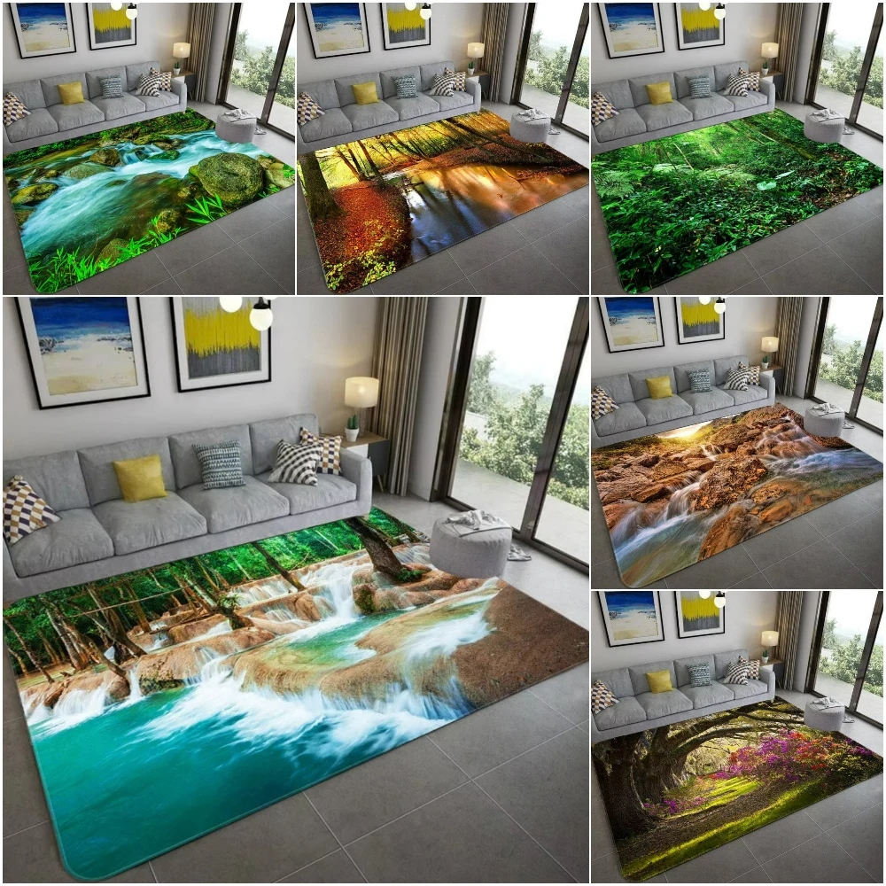 Kids Outdoor Ideas - ธรรมชาติแรงบันดาลใจ 3D ทิวทัศน์พรมพรมนุ่มสําหรับห้องนั่งเล่นห้องนอนเด็ก NonSlip แผ่นปูพื้นเป็นมิตรกับสิ่งแวดล้อมตกแต่งบ้านไอเดียของขวัญ