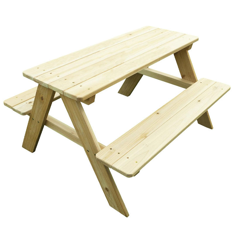 Kids Outdoor Bench - โต๊ะปิกนิกไม้สำหรับเด็กกลางแจ้ง - เฟอร์นิเจอร์สไตล์เรโทรสำหรับสวนและเวลาเล่น