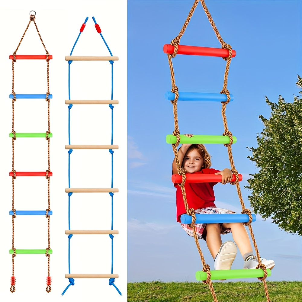 Kids Outdoor Climbing Structure - บันไดปีนป่ายหลากสีสำหรับเด็ก 1 ชิ้น ของเล่นสนามเด็กเล่น PE ทนทาน