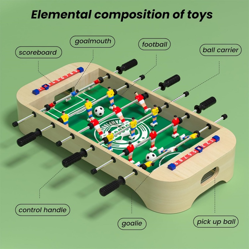Kids Outdoor Wooden Table - เกมฟุตบอลโต๊ะไม้ขนาดเล็ก พับได้ พกพาสะดวก ของเล่นเสริมสร้างปฏิสัมพันธ์ระหว่างเด็กและผู้ปกครอง เหมาะสำหรับเล่นในร่มและกลางแจ้ง สำหรับงานเลี้ยงครอบครัว