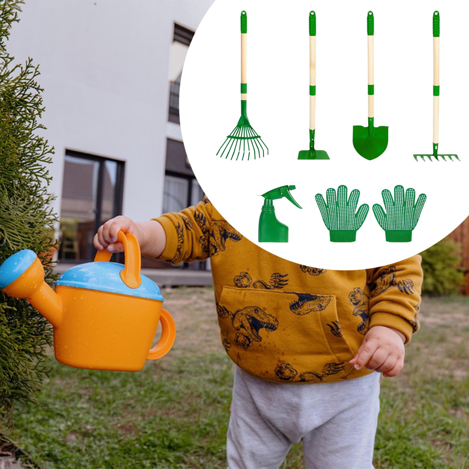Kids Outdoor Learning Activities - ชุดเครื่องมือทำสวนสำหรับเด็กพร้อมด้ามจับที่สะดวกสบายและขวดสเปรย์สำหรับกิจกรรมการเรียนรู้ในสวนกลางแจ้ง