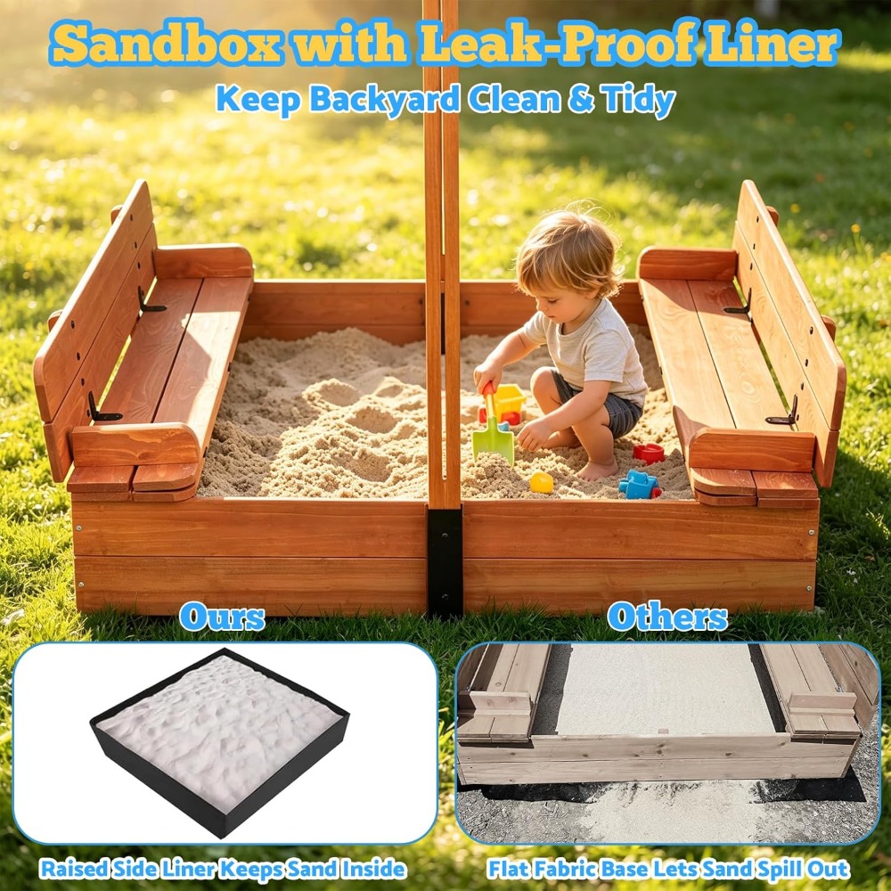 กระบะทรายไม้สำหรับเด็กพร้อมฝาป - Kids Outdoor Bench บทวิจารณ์และราคา
