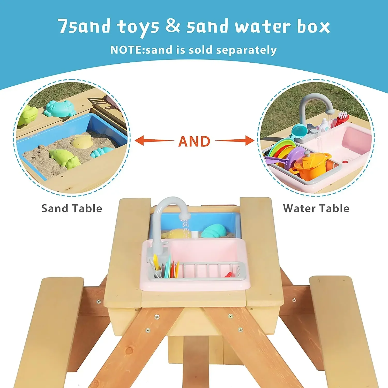 # โต๊ะปิกนิกสําหรับเด็ก โต๊ะรั - Kids Outdoor Picnic Table บทวิจารณ์และราคา