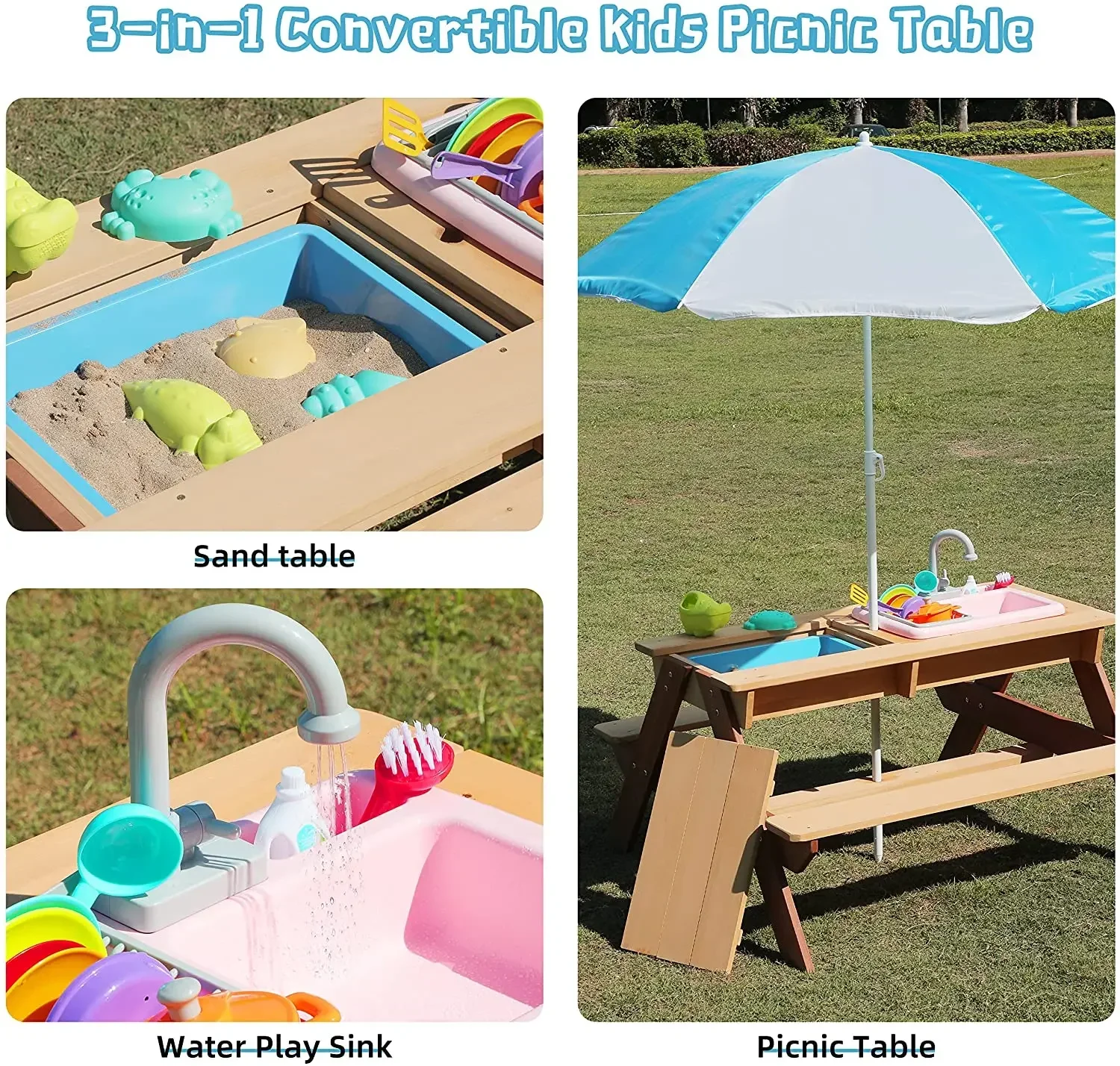 # โต๊ะปิกนิกสําหรับเด็ก โต๊ะรั - Kids Outdoor Picnic Table บทวิจารณ์และราคา