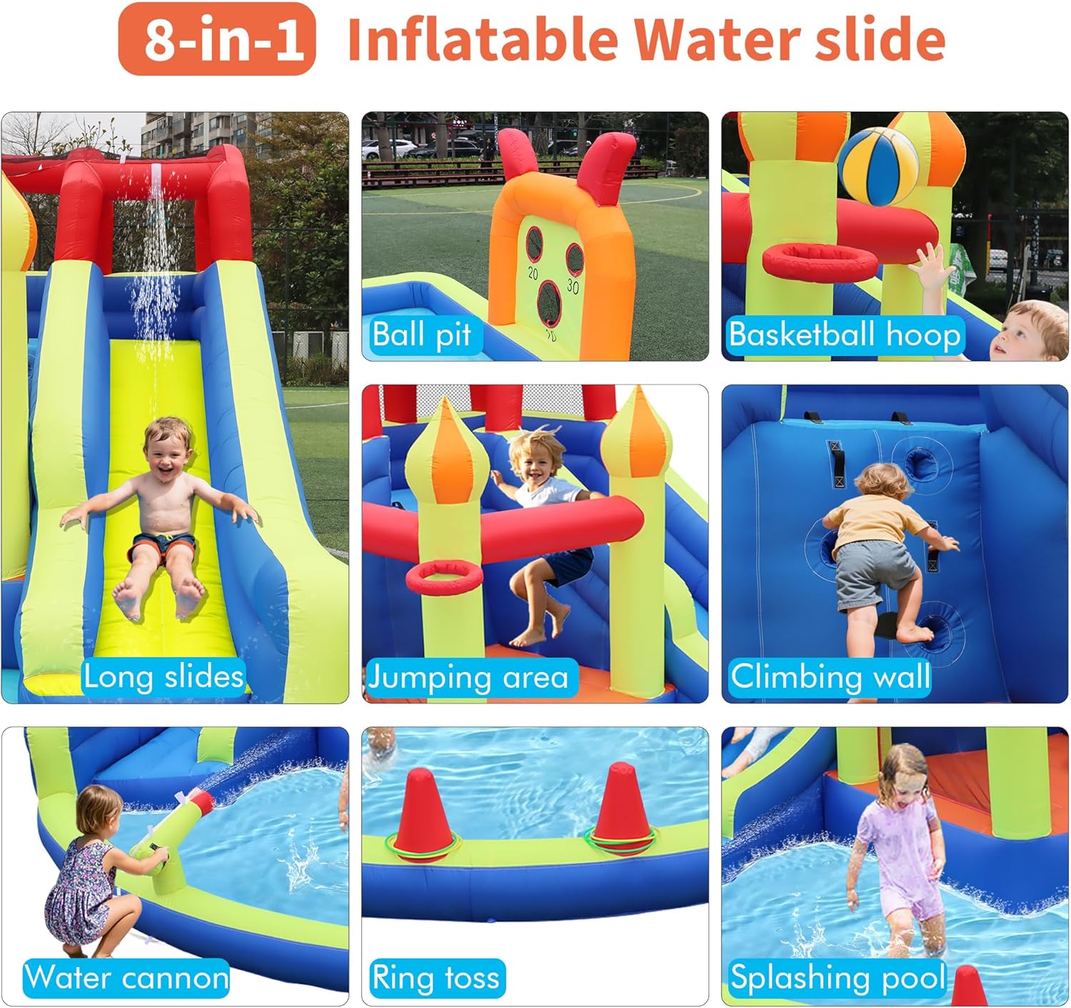บ้านลมเด็กพร้อมสไลเดอร์น้ำเป่า - Kids Outdoor Fun บทวิจารณ์และราคา