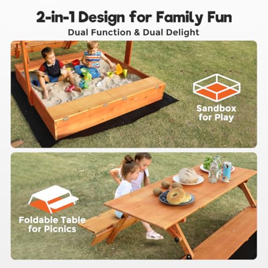 กระบะทรายไม้สำหรับเด็กเล่นกลาง - Kids Outdoor Wooden Table บทวิจารณ์และราคา