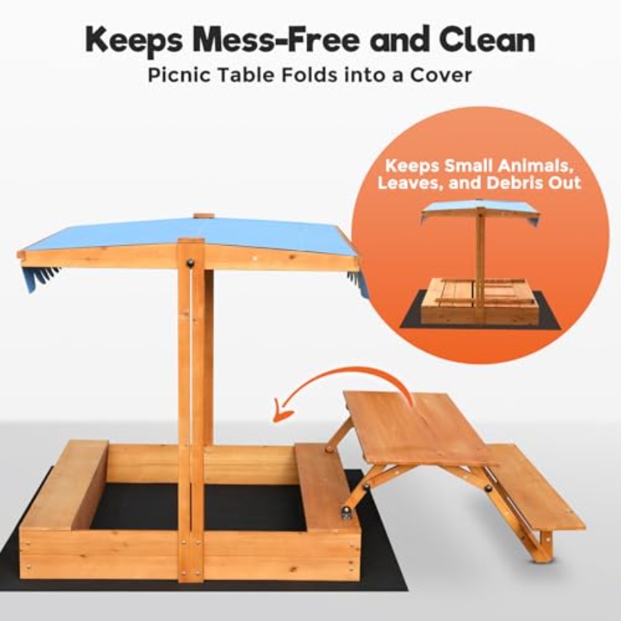 กระบะทรายไม้สำหรับเด็กเล่นกลาง - Kids Outdoor Wooden Table บทวิจารณ์และราคา