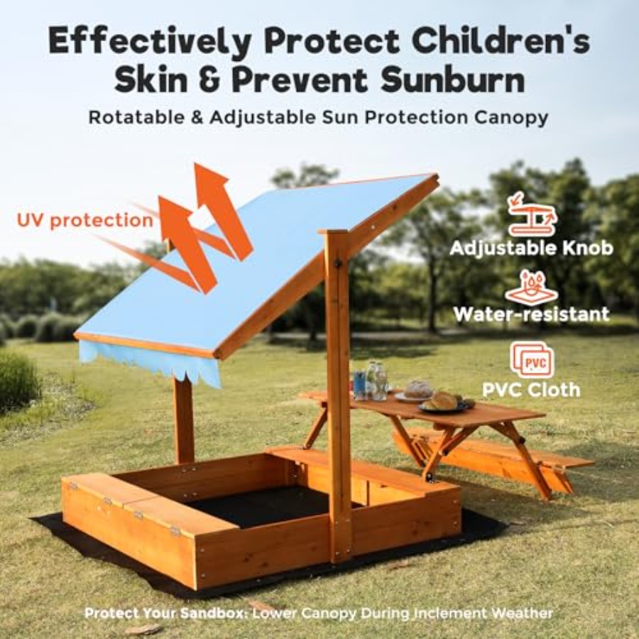 กระบะทรายไม้สำหรับเด็กเล่นกลาง - Kids Outdoor Wooden Table บทวิจารณ์และราคา