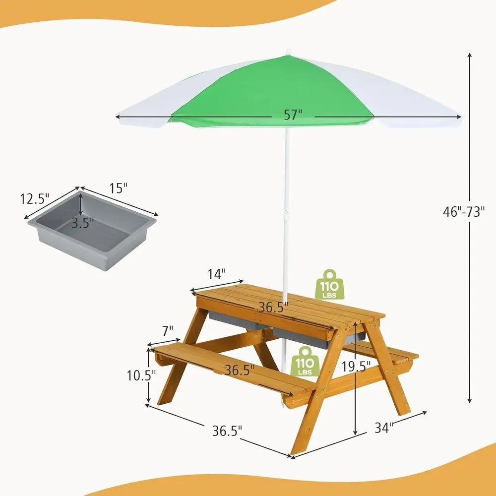 โต๊ะปิกนิกเด็กแบบปรับความสูงได - Kids Outdoor Wooden Table บทวิจารณ์และราคา