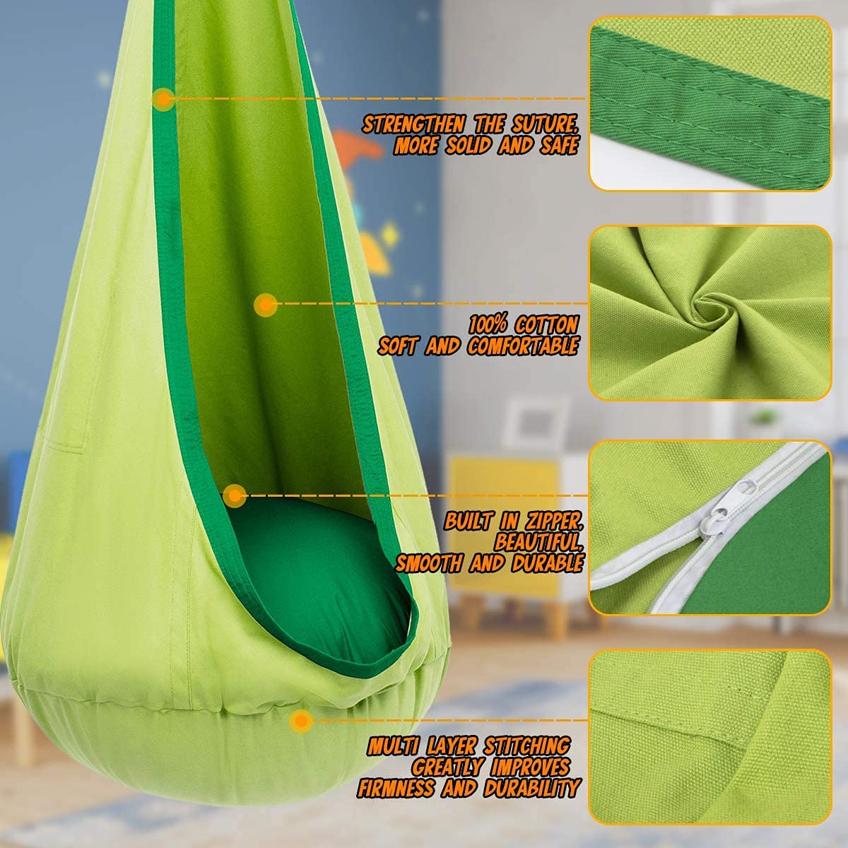 เปลไกวเด็กแบบถุง 1 ชิ้น ทำจากผ - Kids Yellow Outdoor Chair บทวิจารณ์และราคา