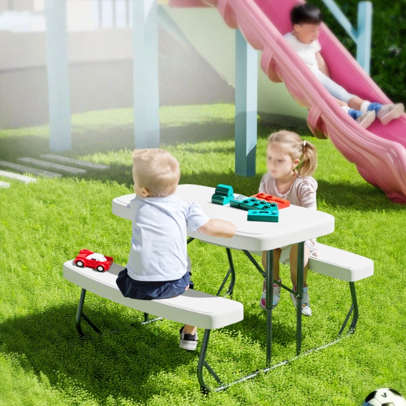 ชุดโต๊ะและม้านั่งพลาสติกพับได้ - Kids Outdoor Picnic Table บทวิจารณ์และราคา