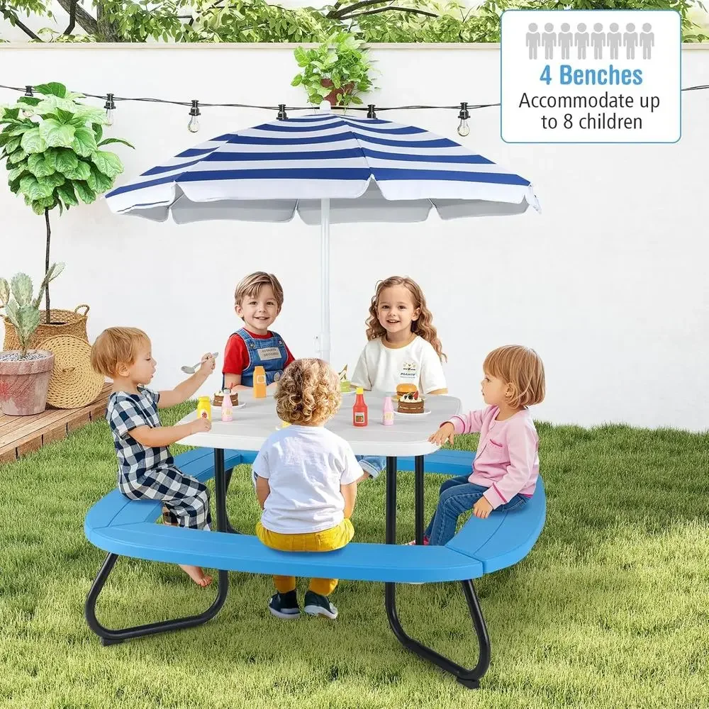 โต๊ะปิกนิกสำหรับเด็ก 8 ที่นั่ง - Kids Outdoor Picnic Table บทวิจารณ์และราคา