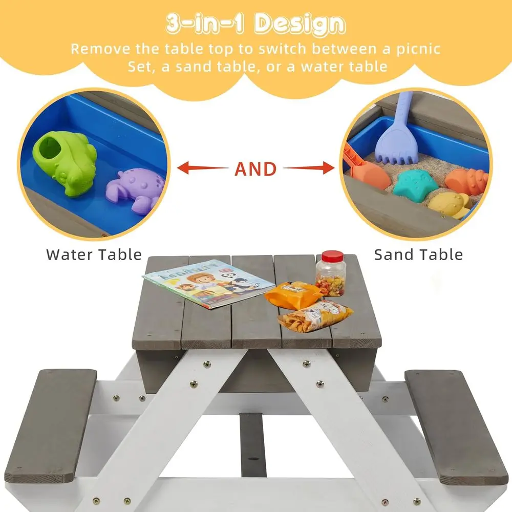 โต๊ะปิกนิกไม้แบบ 3-in-1 สำหรับ - Kids Outdoor Wooden Table บทวิจารณ์และราคา