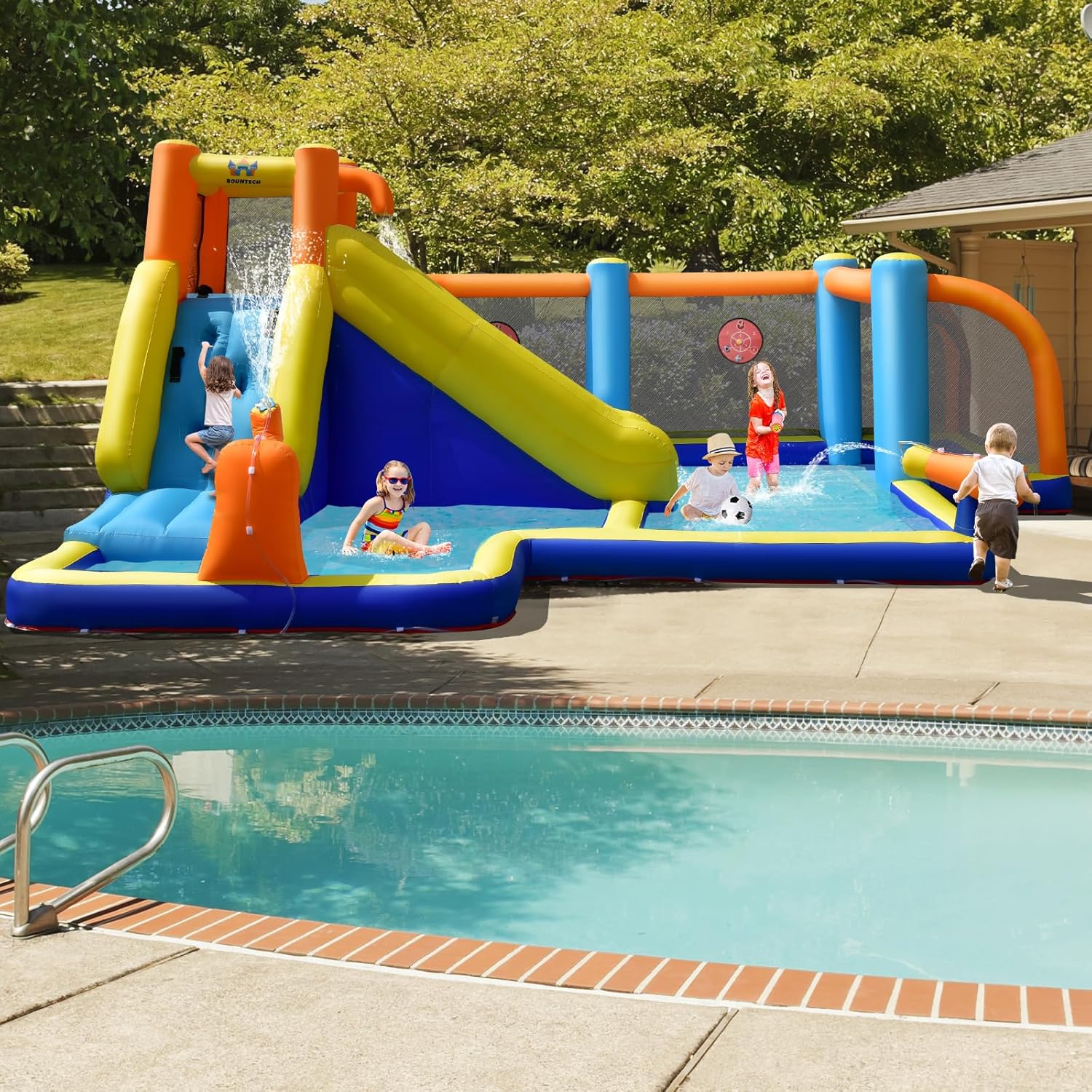สไลเดอร์น้ำเป่าลมขนาดใหญ่พร้อม - Kids Outdoor Fun บทวิจารณ์และราคา
