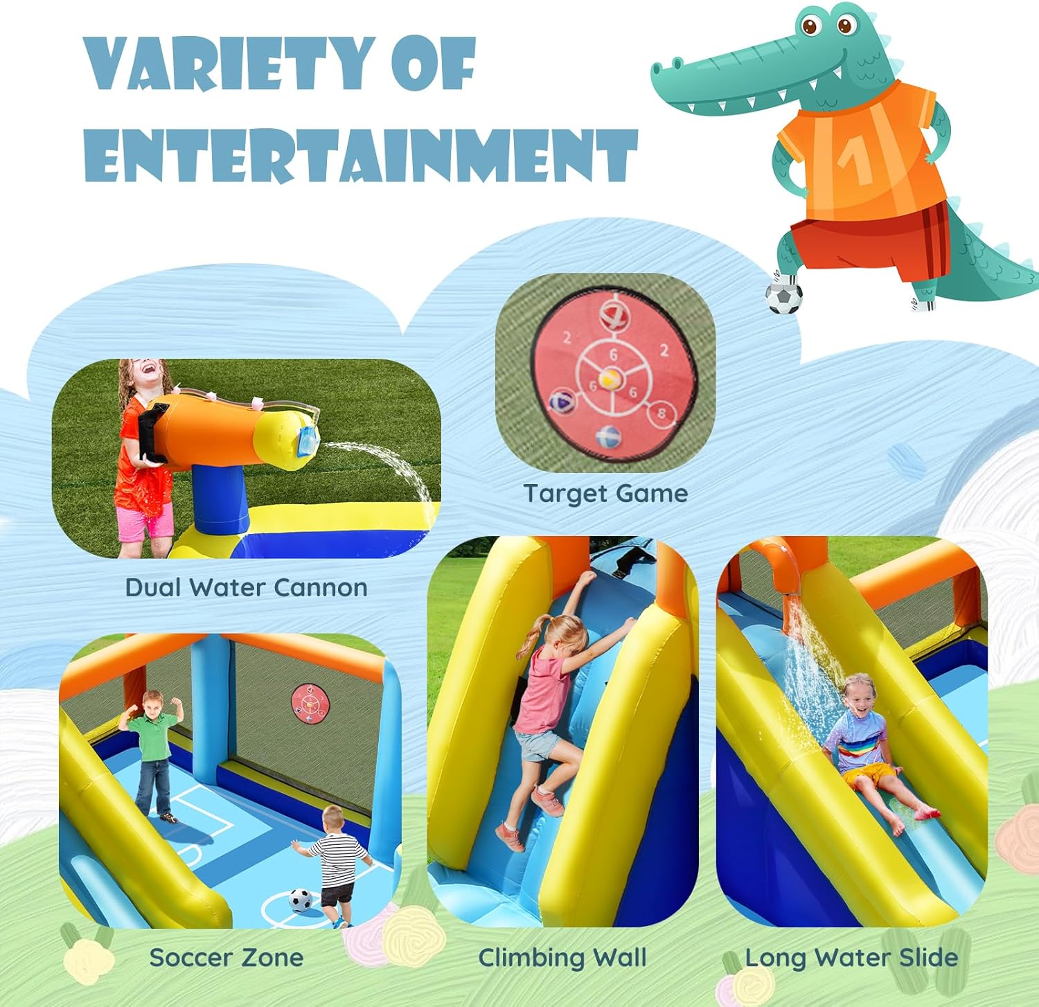สไลเดอร์น้ำเป่าลมขนาดใหญ่พร้อม - Kids Outdoor Fun บทวิจารณ์และราคา