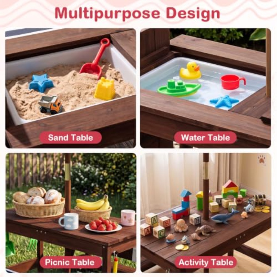 โต๊ะปิกนิกสำหรับเด็กสำหรับใช้ก - Kids Outdoor Wooden Table บทวิจารณ์และราคา