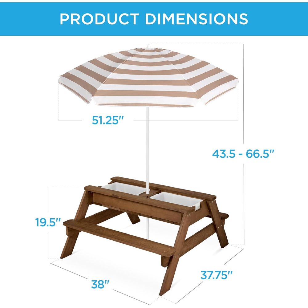 โต๊ะปิกนิกเด็กพร้อมร่ม, โต๊ะทร - Kids Outdoor Picnic Table บทวิจารณ์และราคา