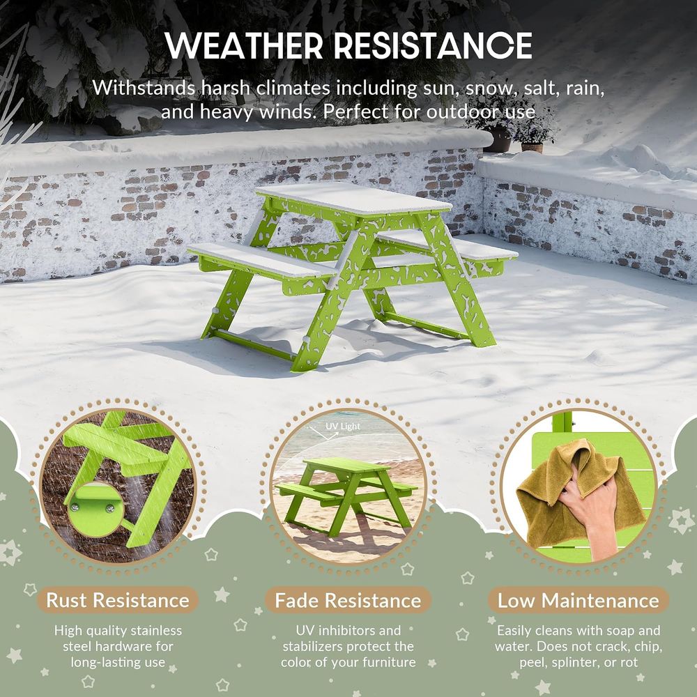 โต๊ะปิกนิกพลาสติก HDPE สำหรับเ - Kids Outdoor Picnic Table บทวิจารณ์และราคา