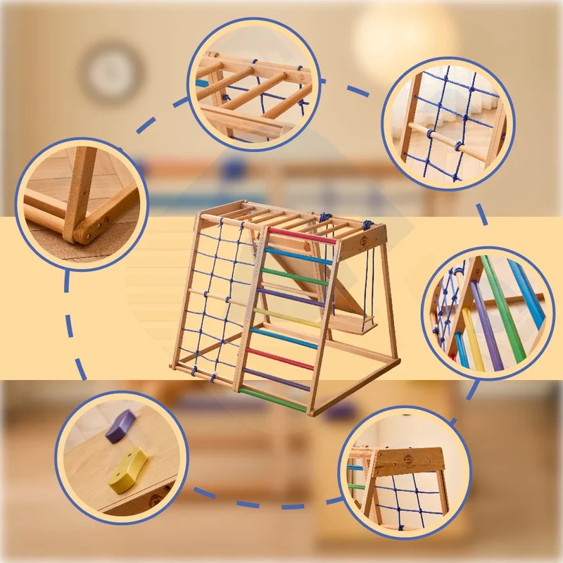 ชุดโครงสร้างปีนป่ายไม้สำหรับเด - Kids Outdoor Climbing Structure บทวิจารณ์และราคา